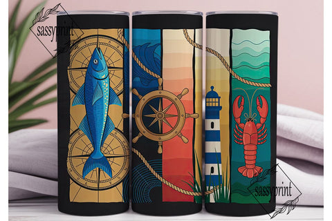 Nautical Adventures 20oz Tumbler Wrap Sublimation sassyprint 