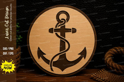 Nautical Anchor Circle Laser Cut Svg Design SVG Regulrcrative 