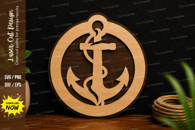 Nautical Anchor Ornament Laser Cut SVG File SVG Regulrcrative 