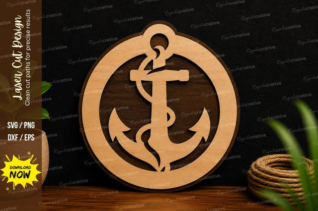 Nautical Anchor Ornament Laser Cut SVG File SVG Regulrcrative 