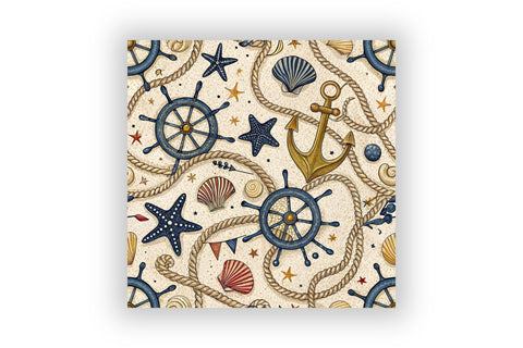 Nautical Anchor Rope Stripe Paper Pack, Seamless Digital Paper Bundle, Watercolor Ocean Pattern, Printable Scrapbook Maritime Design Digital Pattern FloridPrintables 
