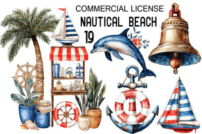 Nautical Beach Clipart Bundle Sublimation SVGArt 