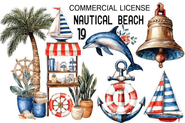 Nautical Beach Clipart Bundle Sublimation SVGArt 