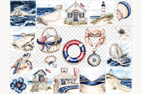 Nautical Clipart PNG | Sailor Girl and Sailboat Graphics SVG GlamArtZhanna 