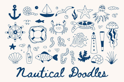 Nautical Doodle Elements PNG Clipart Sublimation Rin Green 