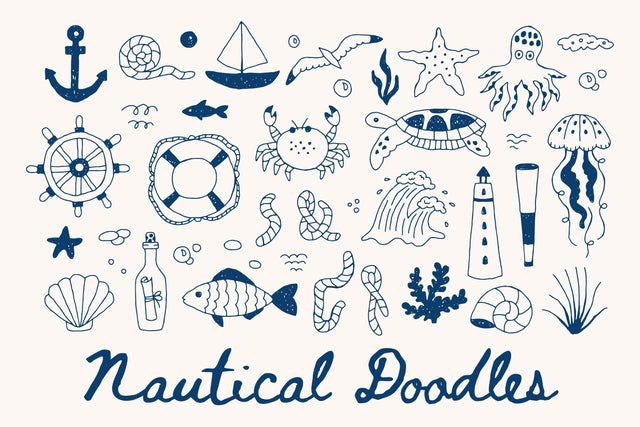 Nautical Doodle Elements PNG Clipart Sublimation Rin Green 