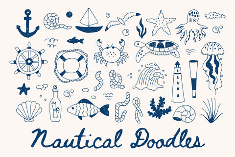 Nautical Doodle Elements PNG Clipart Sublimation Rin Green 