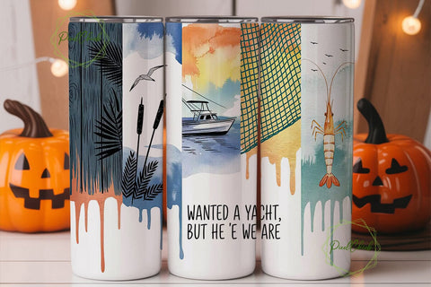 Nautical Fishing Boat Tumbler Wrap Sublimation PixelChick 
