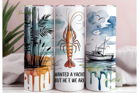 Nautical Fishing Boat Tumbler Wrap Sublimation PixelChick 