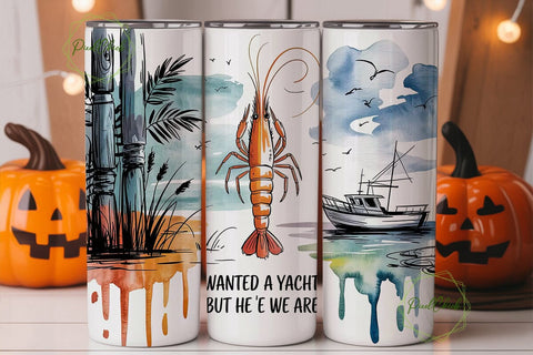 Nautical Fishing Boat Tumbler Wrap Sublimation PixelChick 