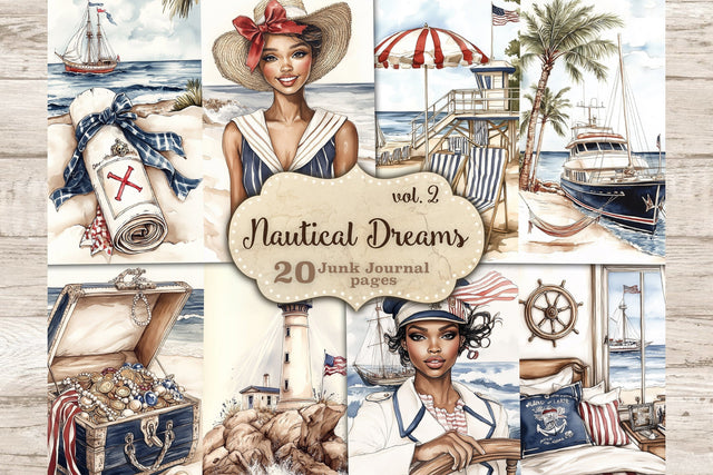 Nautical Junk Journal Kit | African American Woman SVG GlamArtZhanna 