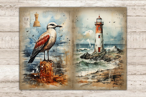 Nautical Junk Journal Pages | Vintage Picture Collage SVG GlamArtZhanna 