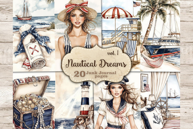 Nautical Junk Journal | Seaside Ships Voyage Printable Pages SVG GlamArtZhanna 