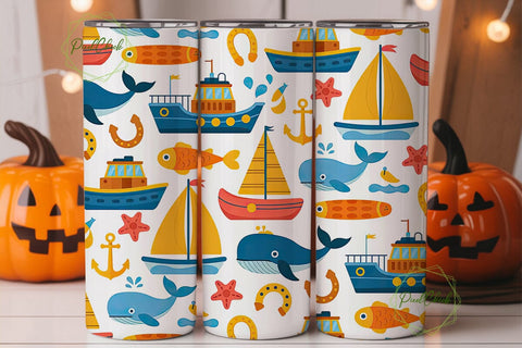Nautical Kids Tumbler Wrap Sublimation PixelChick 