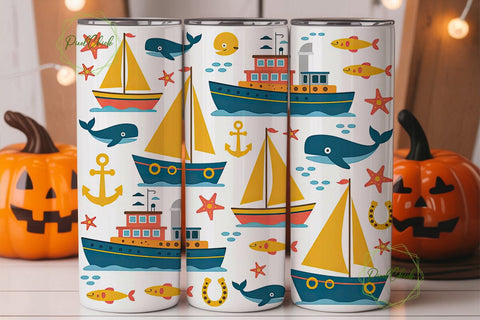 Nautical Kids Tumbler Wrap Sublimation PixelChick 