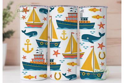 Nautical Kids Tumbler Wrap Sublimation PixelChick 