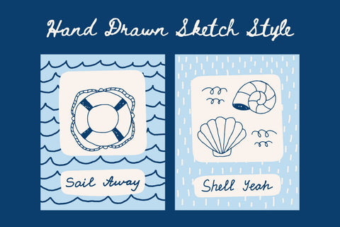 Nautical Minimal Quote Poster Set Digital Pattern Rin Green 
