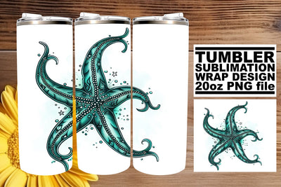 Nautical Nostalgia Tumbler Design, Summer Sublimation Wrap, 20oz, Coastal Fish Art, Watercolor Sea Creatures Sublimation afrosvg 