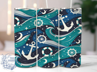 Nautical Ocean Anchor Tumbler, Ocean Wave Wrap, Maritime Sublimation Design, Coastal Anchor Cup, 20Oz Skinny Tumbler Wrap, Beach Vibes Mug, Sea Lover Design Sublimation ToriDesigns 