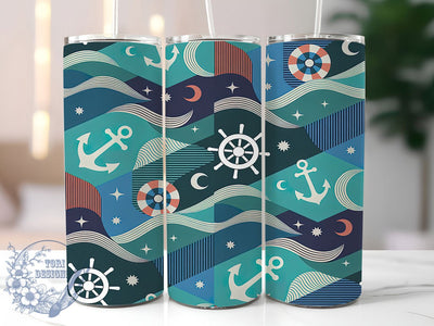 Nautical Ocean Anchor Tumbler, Ocean Wave Wrap, Maritime Sublimation Design, Coastal Anchor Cup, 20Oz Skinny Tumbler Wrap, Beach Vibes Mug, Sea Lover Design Sublimation ToriDesigns 