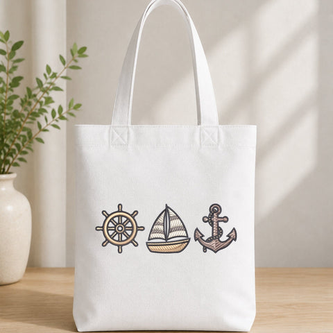 Nautical Sailboat Anchor Wheel Machine Embroidery Design PES DST Stitch Files Embroidery/Applique DESIGNS PatternFeed8 