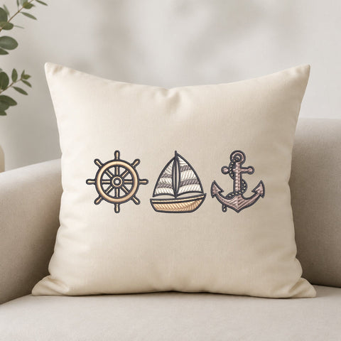 Nautical Sailboat Anchor Wheel Machine Embroidery Design PES DST Stitch Files Embroidery/Applique DESIGNS PatternFeed8 