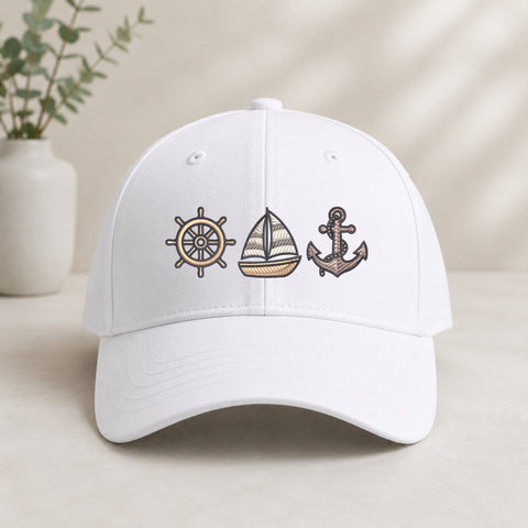 Nautical Sailboat Anchor Wheel Machine Embroidery Design PES DST Stitch Files Embroidery/Applique DESIGNS PatternFeed8 