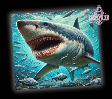 Nautical Shark Ocean Scene 20oz Tumbler Wrap, Ocean Scene Cup, 20oz Drinkware, Marine Life Mug, Shark Lover Gift, Beach Themed Tumbler, Nautical Drinkware Sublimation SvggirlplusArt 