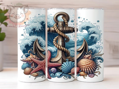 Nautical Tumbler, Anchor Design, 20oz Tumbler Wrap, Marine Decor, Ocean Lover Gift, Coastal Sublimation, Sailor Gift, Digital Download Sublimation Lara' s Designs 