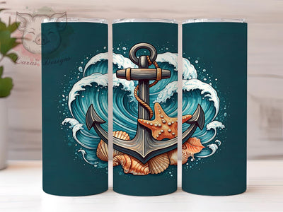 Nautical Tumbler, Anchor Design, 20oz Tumbler Wrap, Marine Decor, Ocean Lover Gift, Coastal Sublimation, Sailor Gift, Digital Download Sublimation Lara' s Designs 