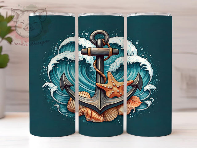 Nautical Tumbler, Anchor Design, 20oz Tumbler Wrap, Marine Decor, Ocean Lover Gift, Coastal Sublimation, Sailor Gift, Digital Download Sublimation Lara' s Designs 