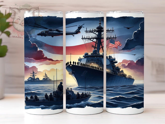 Naval Ally Patriotic 20oz Tumbler, Straight & Tapered Tumbler Png, American Flag Tumbler Png, Digital Download PNG Sublimation Lara' s Designs 