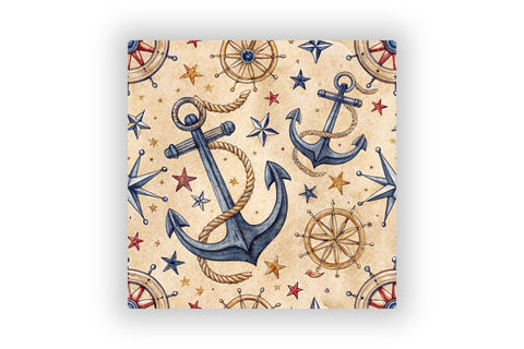 Navy Anchor Digital Paper Pack, Seamless Watercolor Nautical Pattern Bundle, Printable Scrapbook Paper, Maritime Anchor Design Collection Digital Pattern FloridPrintables 