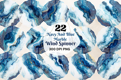 Navy And Blue Marble Agate Wind Spinner Bundle Sublimation Regulrcrative 