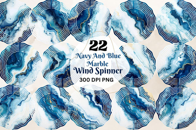 Navy And Blue Marble Agate Wind Spinner Bundle Sublimation Regulrcrative 