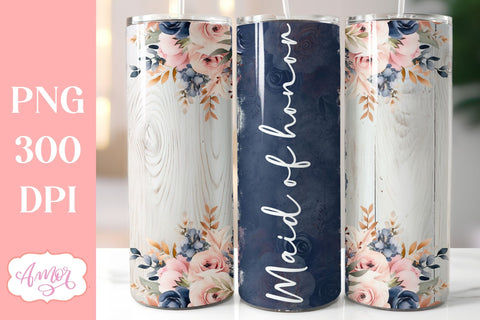 Navy and blush wedding Tumbler Wraps sublimation BUNDLE Sublimation Amorclipart 