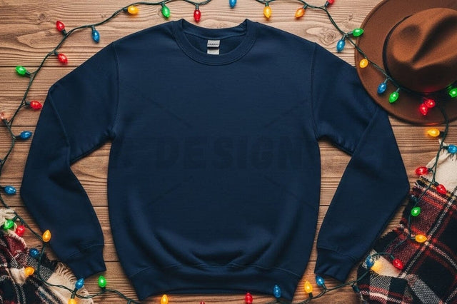 Navy blue crew neck sweatshirt Mock Up Photo Designangry 