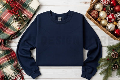 Navy blue crew neck sweatshirt Mock Up Photo Designangry 