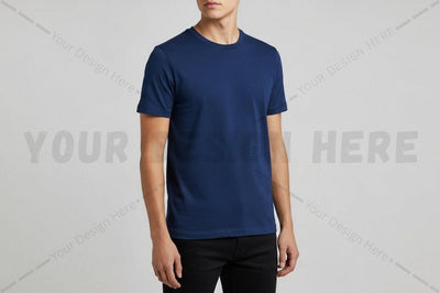 Navy blue crew neck t-shirt Mock Up Photo Regulrcrative 
