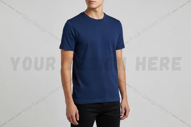 Navy blue crew neck t-shirt Mock Up Photo Regulrcrative 