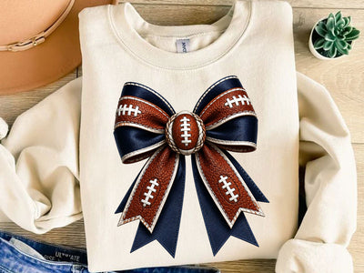 Navy Blue Football Coquette Bow PNG SVG artprintfile 