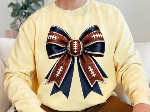 Navy Blue Football Coquette Bow PNG SVG artprintfile 