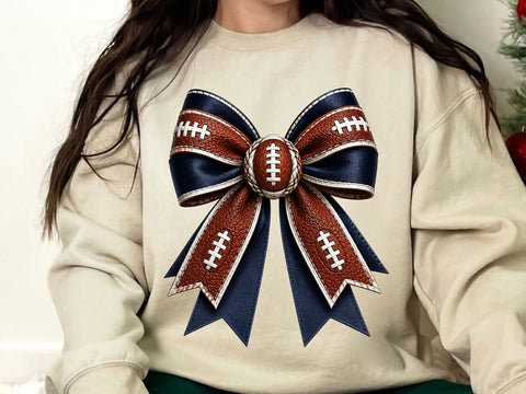 Navy Blue Football Coquette Bow PNG SVG artprintfile 