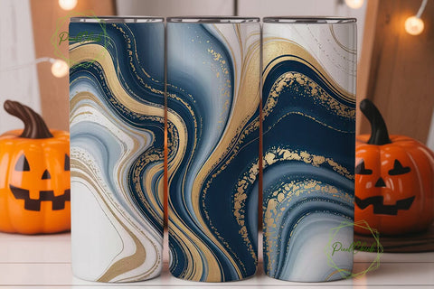 Navy Blue Gold Marble 20oz Tumbler Wrap Sublimation PixelChick 