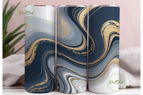 Navy Blue Gold Marble 20oz Tumbler Wrap Sublimation PixelChick 