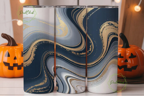Navy Blue Gold Marble 20oz Tumbler Wrap Sublimation PixelChick 