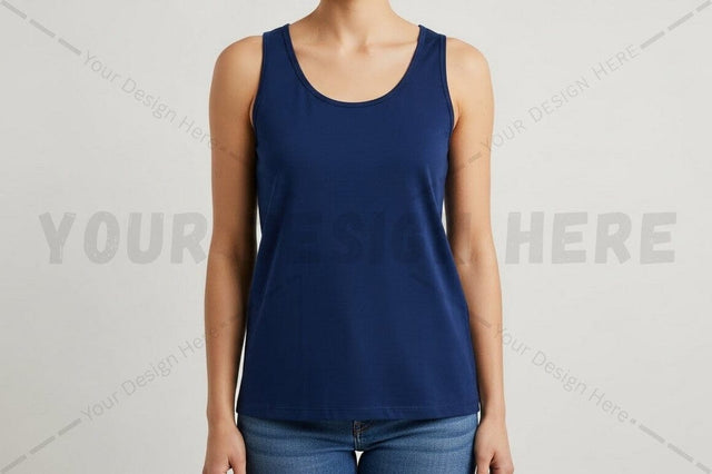 Navy blue women's tank top Mock Up Photo Regulrcrative 