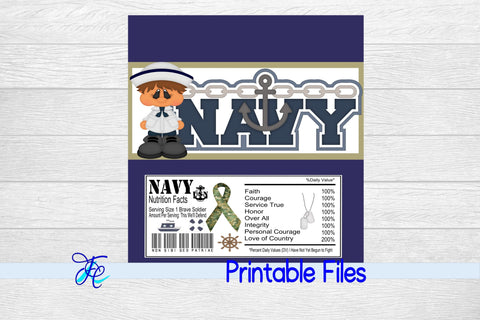 Navy Boy Candy Bar Wrapper 3D Paper Family Creations 