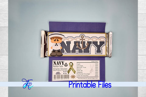 Navy Boy Candy Bar Wrapper 3D Paper Family Creations 