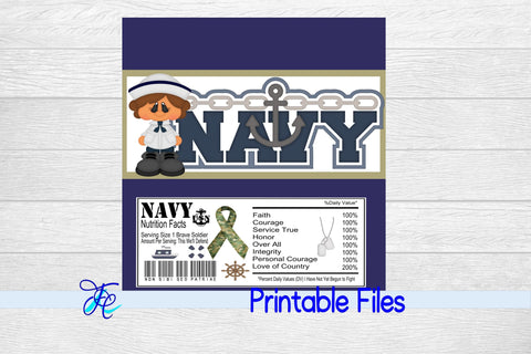 Navy Girl Candy Bar Wrapper 3D Paper Family Creations 